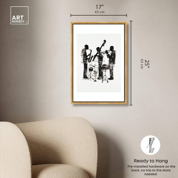 dimension image slide 6 of 24, Bebop II Black Art Canvas Print by Art Remedy