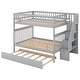 preview thumbnail 25 of 26, Full over Full Bunk Bed with Trundle and Staircase, Wooden Bed Frame