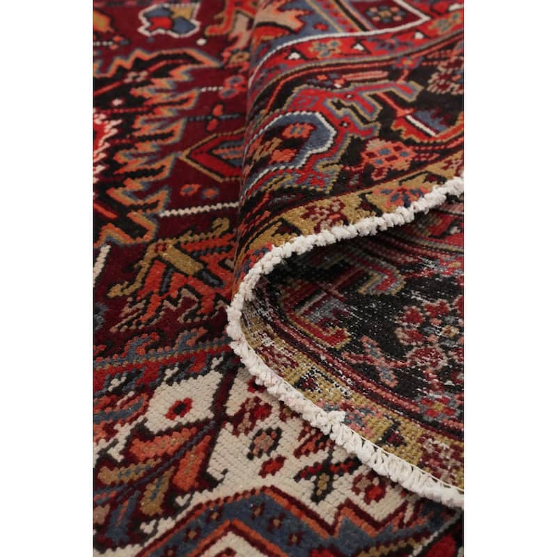 Hand Knotted Oriental 100% Wool Carpet Traditional All-Over Red Heriz Area Rug - 10' 0'' X 7' 4''