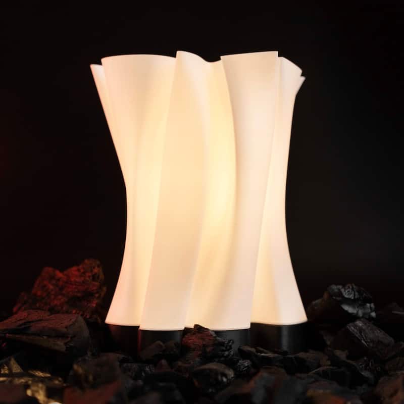 Flame 13.5" Modern Bohemian Plant-Based PLA 3D Printed Dimmable LED Table Lamp, by JONATHAN Y