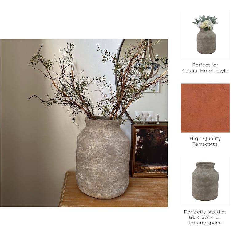 Pottery Decorative Vase Modern Stylish Handcrafted Accent Clay Rustic