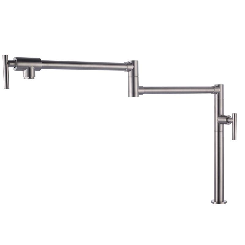 WOWOW Deck Mount Double Handle Pot Filler Faucet - Brushed Nickel