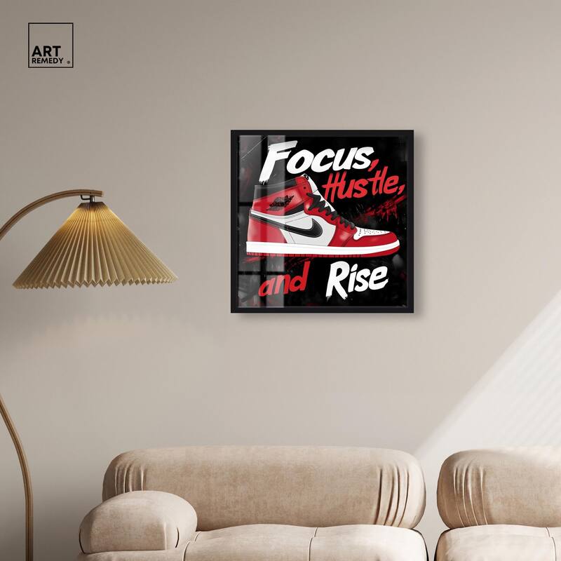 Hustle and Rise Sneaker Red Shadowbox by Art Remedy