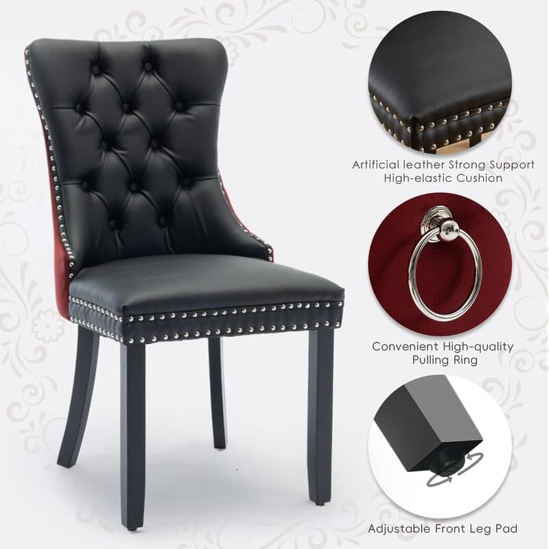Tufted Naliheads Solid Wood Upholstered Dining Chairs (Set of 2)