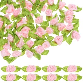 Silk Ribbon Mini Roses Mini Ribbon Roses, Satin Ribbon with Green Leaves - 200-Pack - Bed Bath ...
