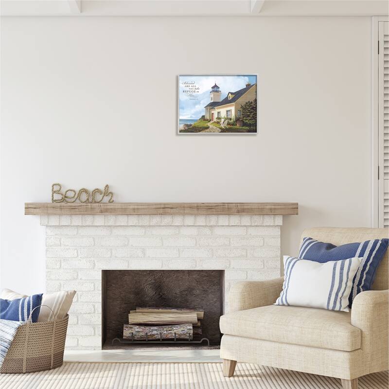 Stupell Religious Proverb Coastal Scene Framed Giclee Art Design by Michael Humphries