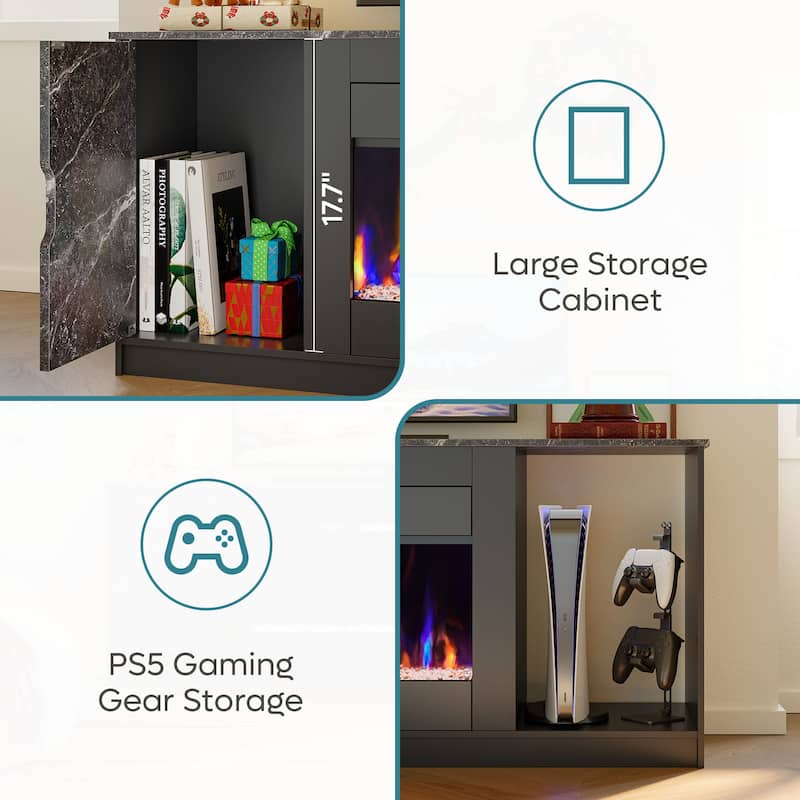 Bestier 70" TV Stand with 36" Electric Fireplace, Modern Led Electirc Fireplace TV Stand fits TV up to 80" with Storage Cabinet