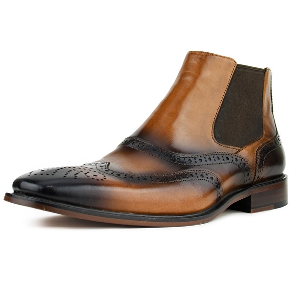 mens cognac slip on dress shoes