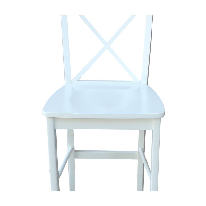 36" Round Pedestal Bar Height Table With 2 X-Back Bar Height Stools