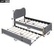 preview thumbnail 3 of 30, Twin Size Upholstered Platform Bed with Wood Supporting Feet and Twin Size Trundle For Bedroom