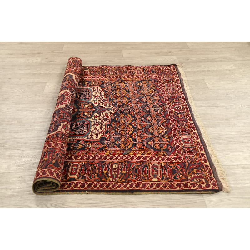 Vintage Madder Vegetable Dye Sarouk Farahan Persian Area Rug Handmade - 4'1" x 5'6"
