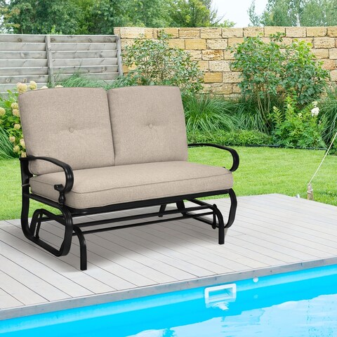 Costway 2-Person Outdoor Swing Glider Chair Bench Loveseat Cushioned