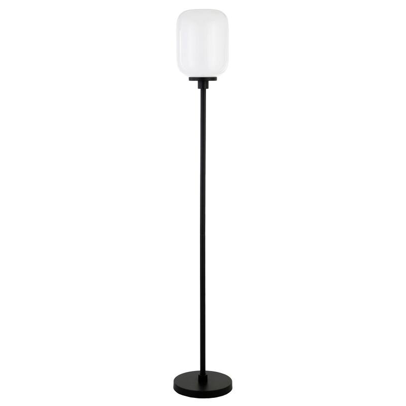 Agnolo Handmade Seeded Glass Blackened Bronze Floor Lamp