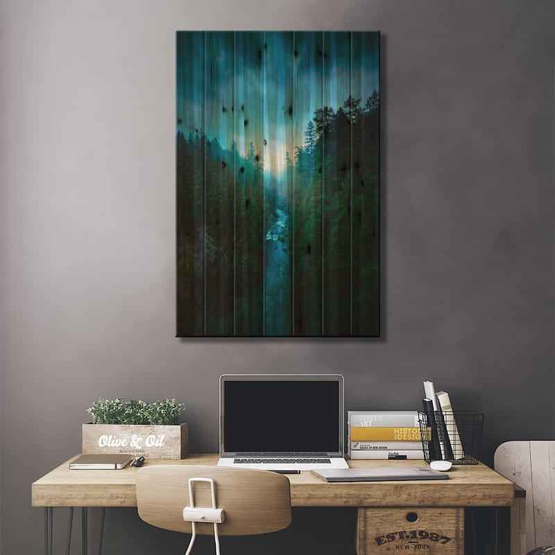 The River Of Light Print On Wood by Zach Doehler - Multi-Color
