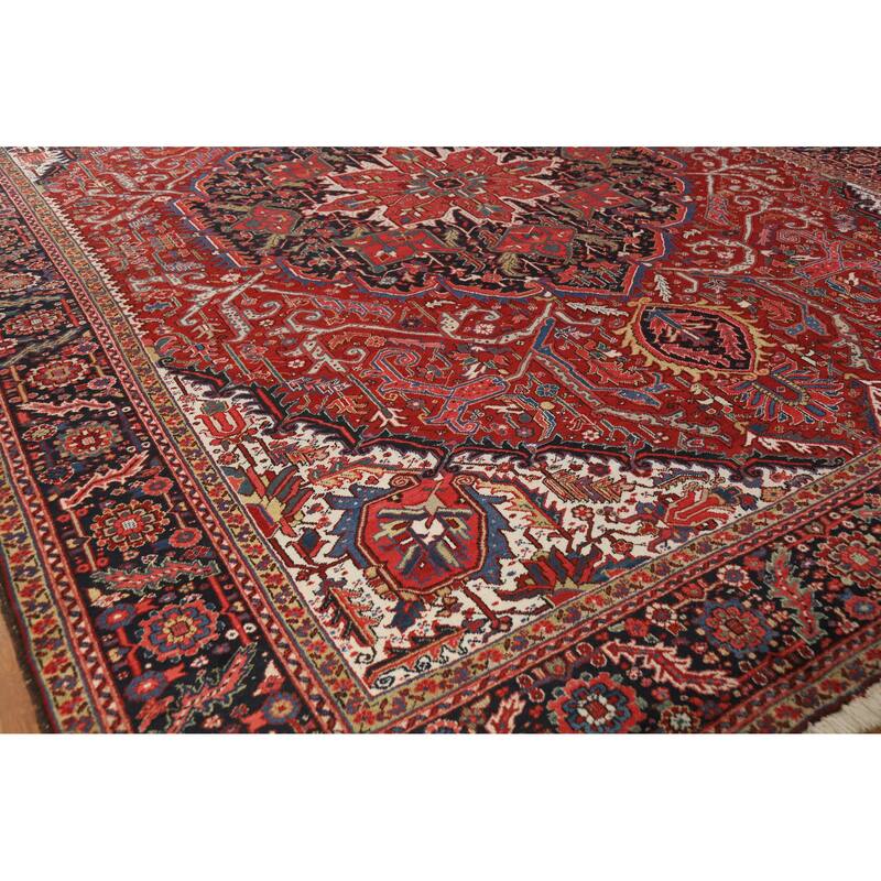 Hand Knotted Oriental 100% Wool Carpet Traditional Medallion Red Heriz (serapi) Area Rug - 15' 0'' X 11' 8''