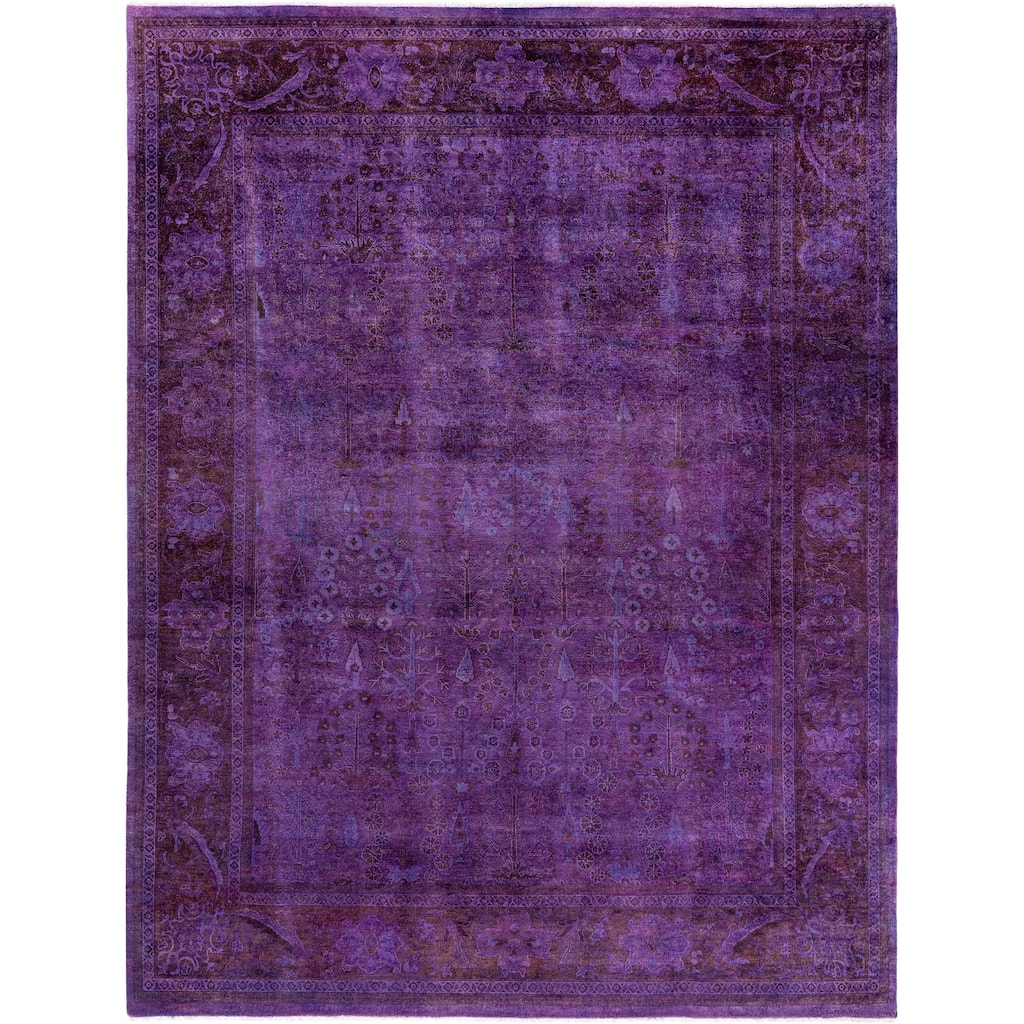 Overdyed One-of-a-Kind Hand-Knotted Area Rug - Purple - 7' 10" x 10' 4"