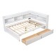 preview thumbnail 7 of 52, Full Bed with L-Shaped Bookcase and Drawers, White Wood Frame