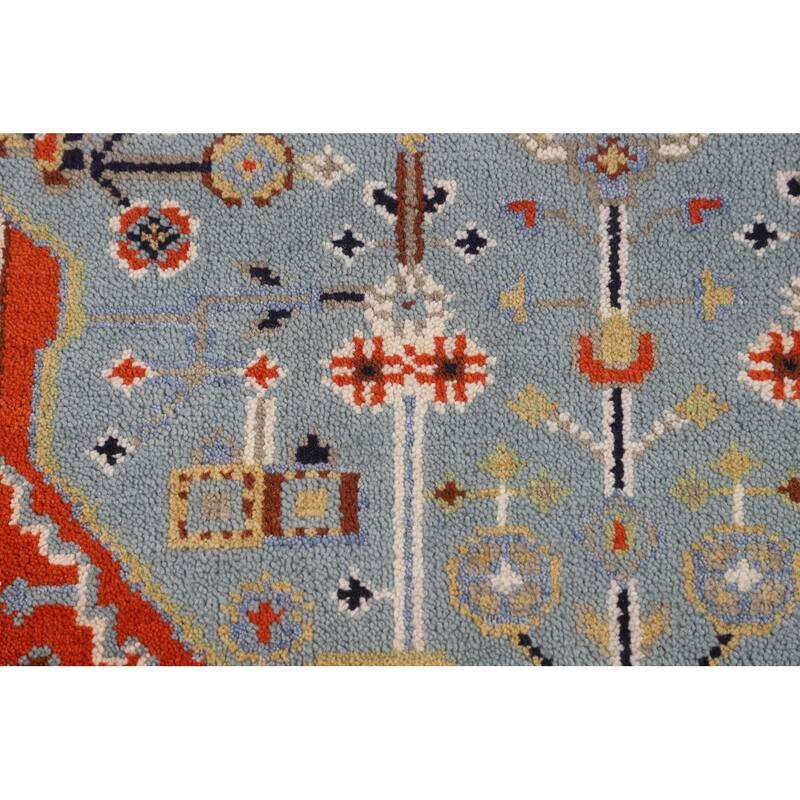 Light Blue Geometric Kazak Rug Hand-Knotted Wool Carpet - 3'0" X 5'2"