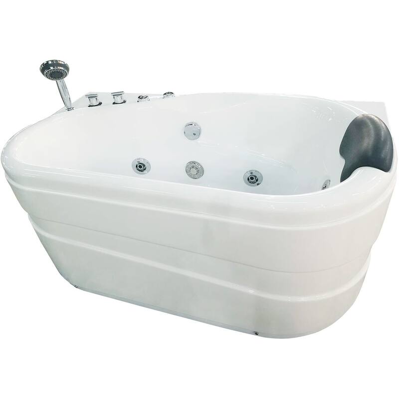 Eago 57-1/8" Acrylic Whirlpool Bathtub for Alcove Installations with - White