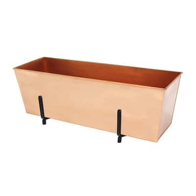 Achla Designs Handrail Flowerbox Bracket Kit for 2x6-in Rail, 23.25 Inch Wide, Copper Plated