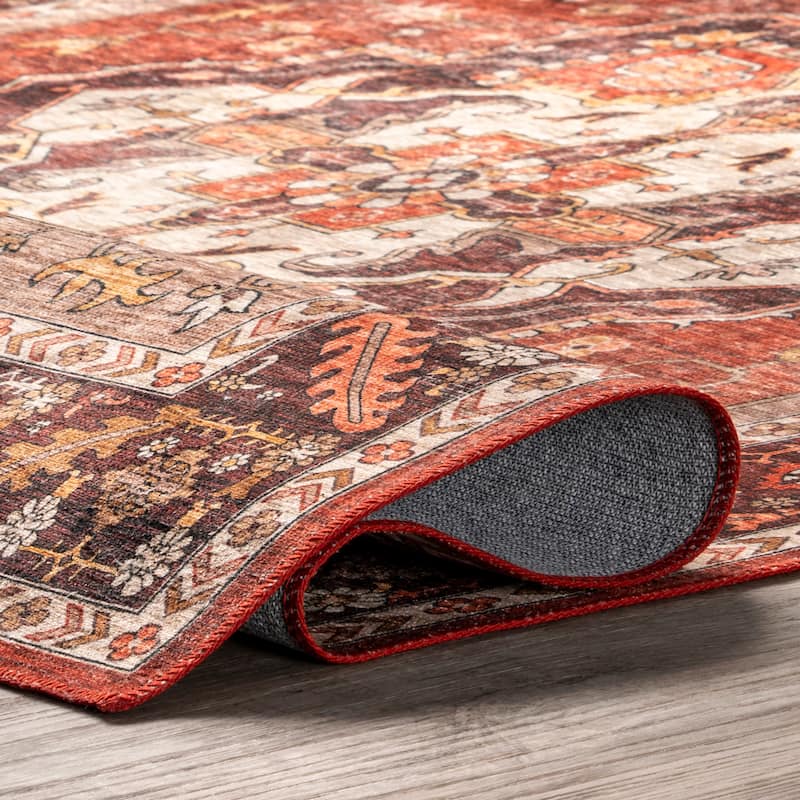 Nuloom Hera Medallion SplashGuard Machine Washable Area Rug