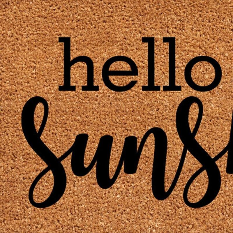 HomeRoots 17" X 29" Brown And Black Hello Sunshine Outdoor Coir Door Mat - 17.00' X '29.00