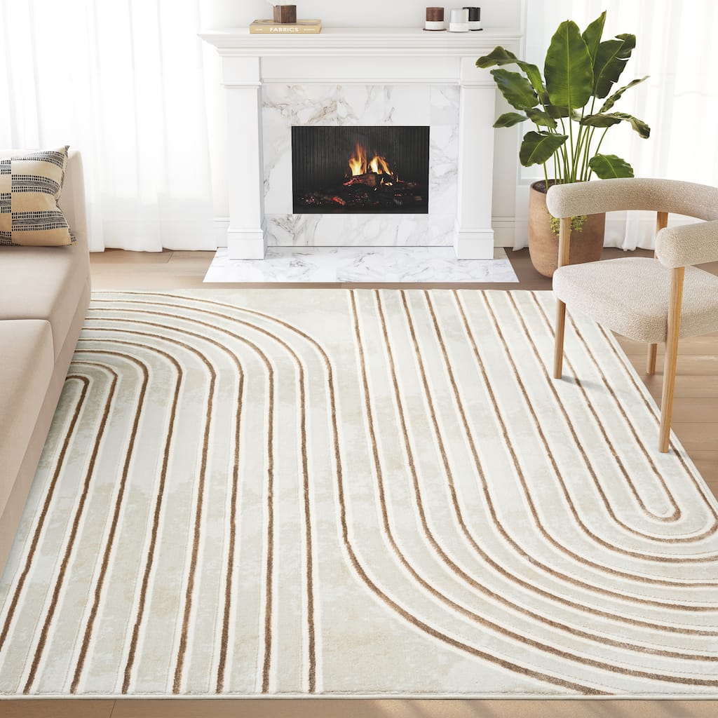 Abani Glam GLA100A Mid-Century Beige Cream Arch Area Rug