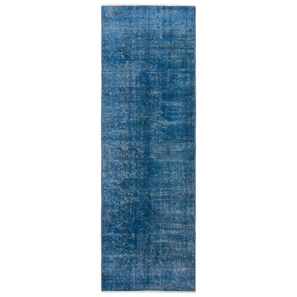 ECARPETGALLERY Hand-knotted Color Transition Blue Wool Rug - 2'4 x 7'8