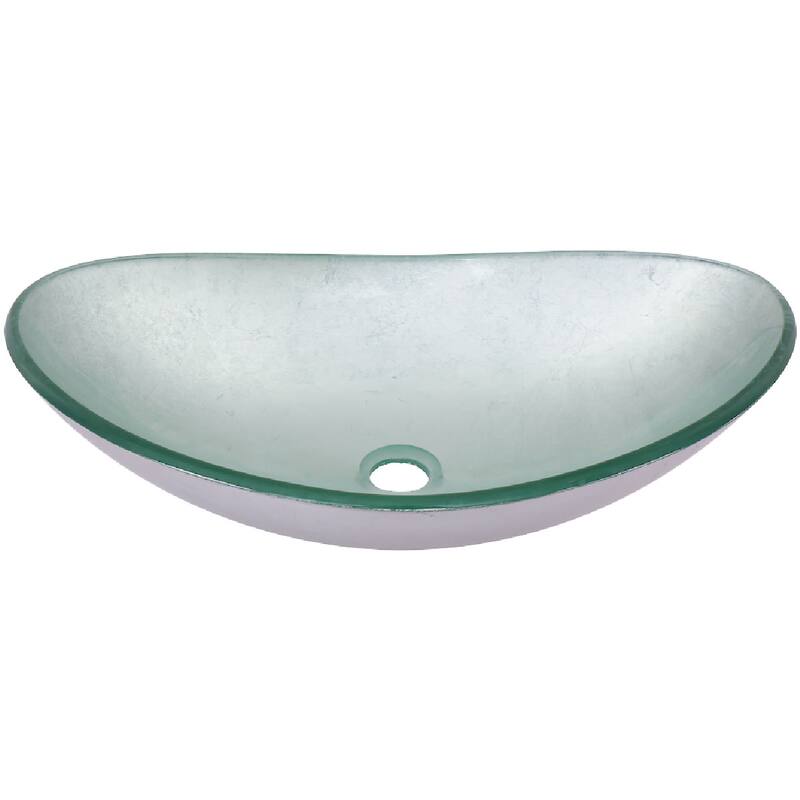 Miseno Painted Foil 21-1/2" Oval Glass Vessel Bathroom Sink - Silver