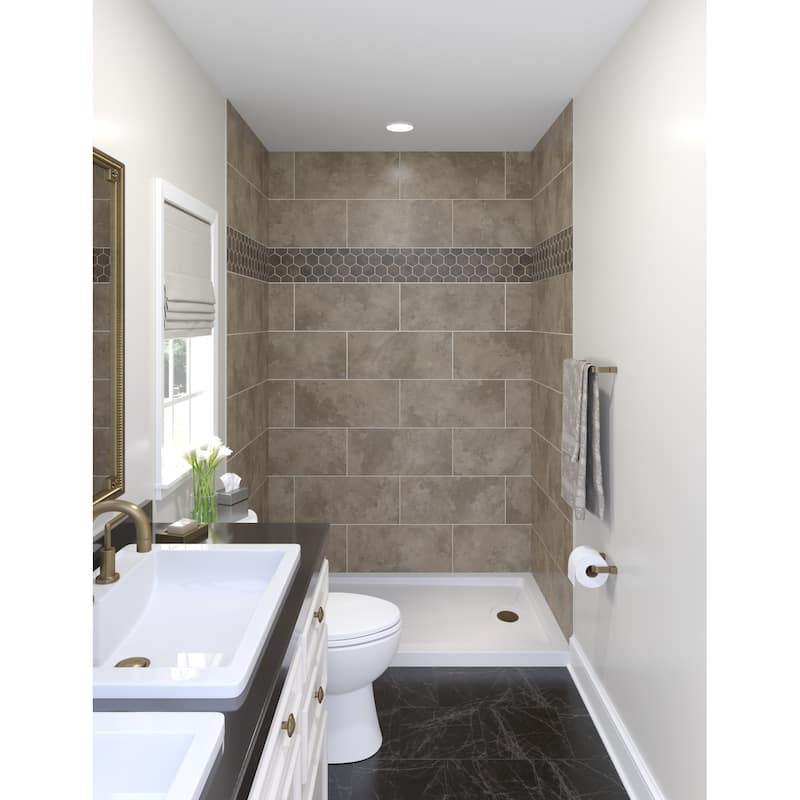 Miseno MSW-603696RFL Readyset 60" X 36" X 96" Fifteen Panel Alcove - Stone Mesa