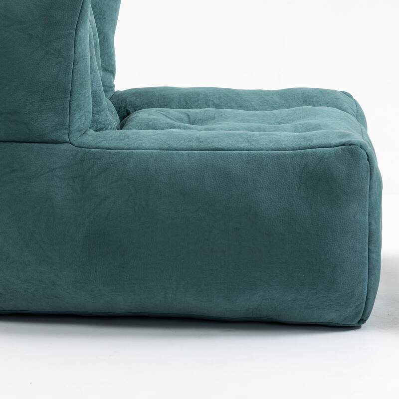 Fluffy Bean Bag Chair with Memory Foam and Ottoman, Super Soft Velvet Bean Bag for Adults & Kids, Comfortable Lazy Sofa