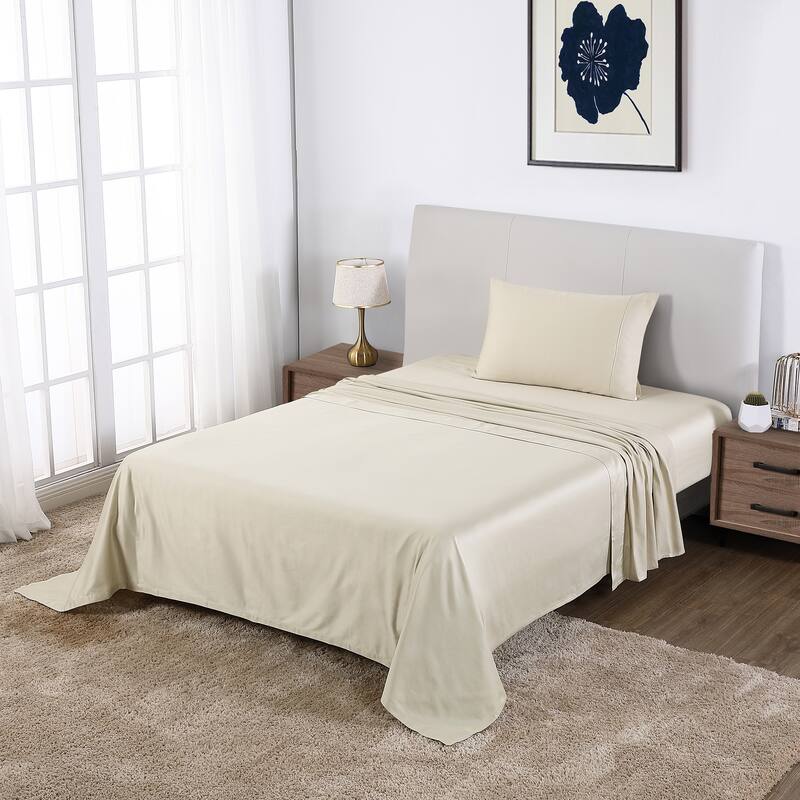 Anne Klein Reverie 4-Piece Cotton Sateen Sheet Set - Twin - Sand