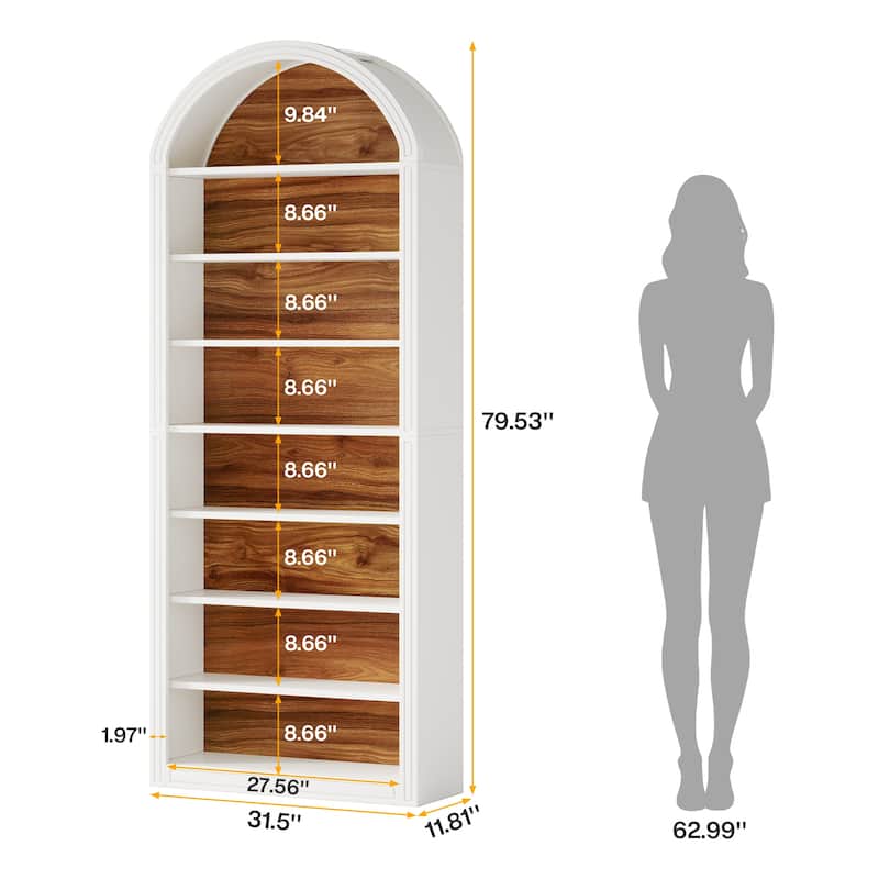 79.53" Tall Modern Arched Bookcase