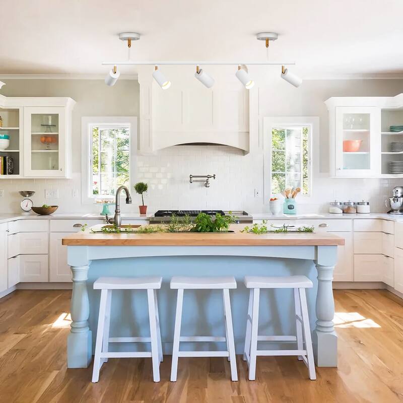 5-Light Modern Farmhouse Linear Swivel Track Lighting Spotlight for Kitchen Island
