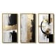 preview thumbnail 8 of 7, Designart "Horizontal Dimensions Abstract Gold Black" Abstract Painting Frame Gallery Set Of 3 Wall Art Print - For Office Decor