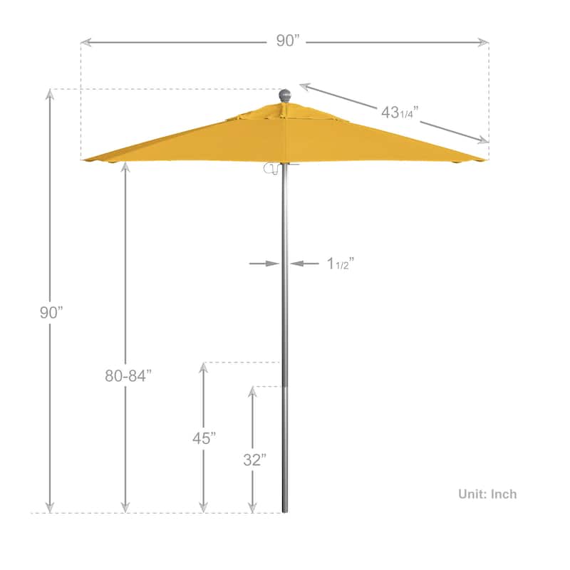 California Umbrella 75' Venture Series Patio Umbrella, Silver Aluminum Pole Fiberglass Ribs Push Lift Pacifica