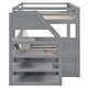 preview thumbnail 25 of 27, Full Size Futon Bunk Beds w/Staircase Bedside Table Can be Swapped Left Right, Lower Beds Convertible Daybed, Drawers Underneath
