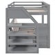 preview thumbnail 11 of 13, Gray Full Futon Bunk Beds with Staircase and Bedside Table Can be Swapped Left Right, Lower Bed Convertible Daybed with Drawers