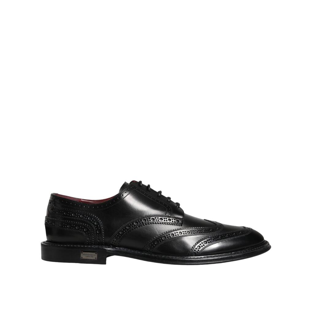 Dolce & Gabbana Black Leather Oxford Wingtip Formal Men's Shoes