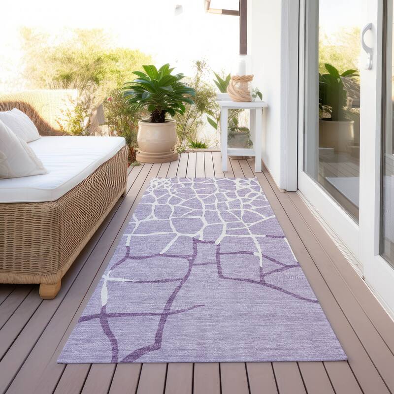 Machine Washable Indoor/ Outdoor Abstract Webby Chantille Rug