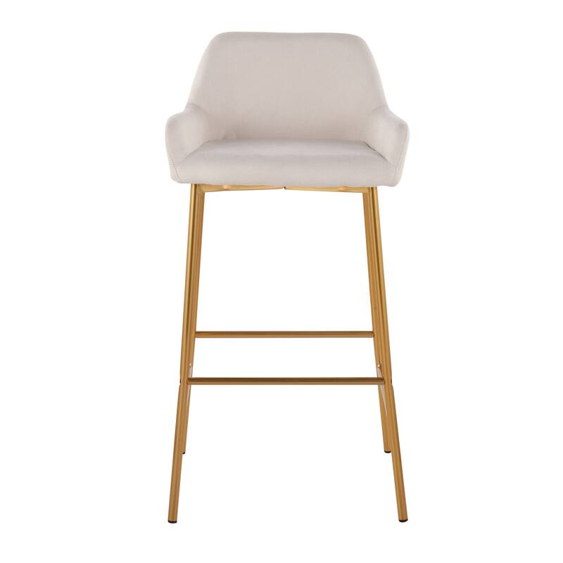 Silver Orchid Galotti Gold Fixed-Height Upholstered Bar Stool - Set of 2