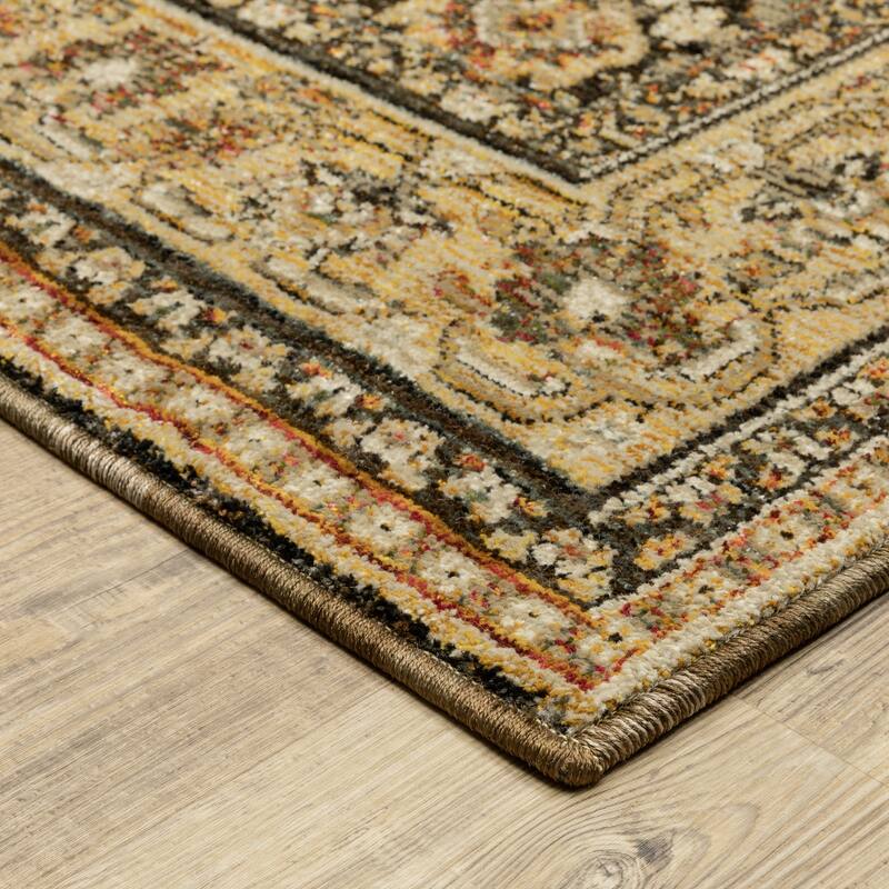Style Haven Adalynn Bordered Traditional Brown/ Gold Area Rug