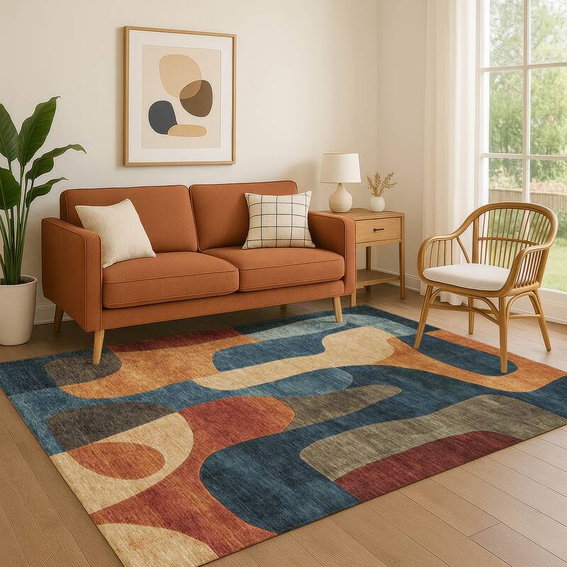Premium Washable Super Soft Contemporary Siena Mayfield Rug - Navy - 2'6" x 3'10"