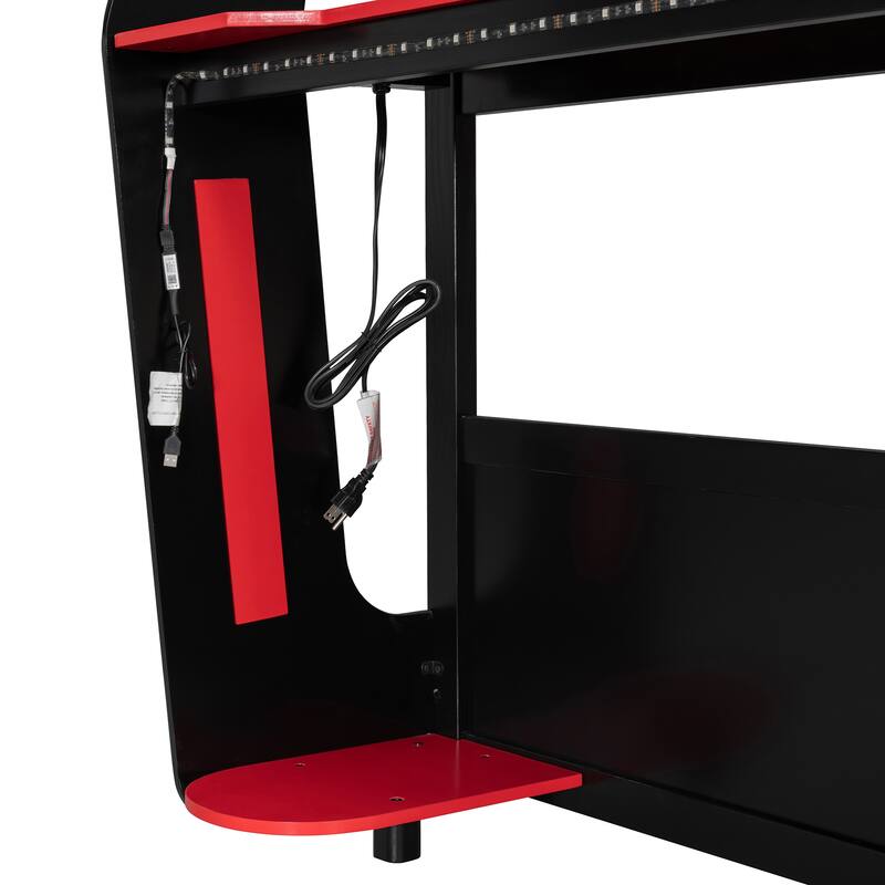 Full Size Gaming Loft Bed with RGB Desk & LED Lights - Heavy Duty Esports Bunk Bed with USB Ports, Cable Management for Gamers