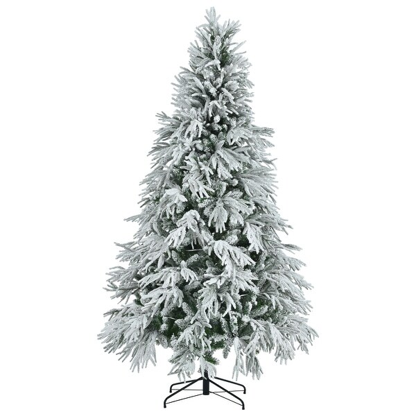 Aesthetic 7.5FT Pre-Lit Snow Flocked Christmas Tree with 350 Multi