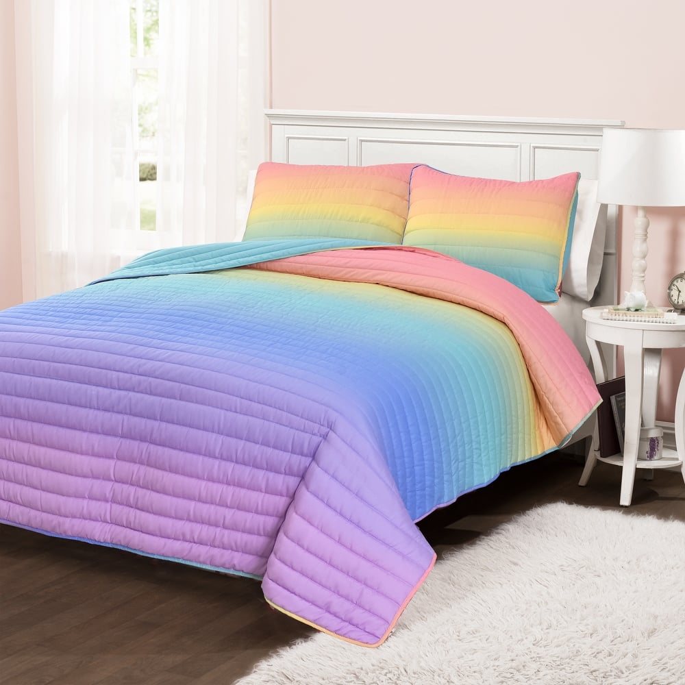 Lush Decor Rainbow Ombre Quilt Set