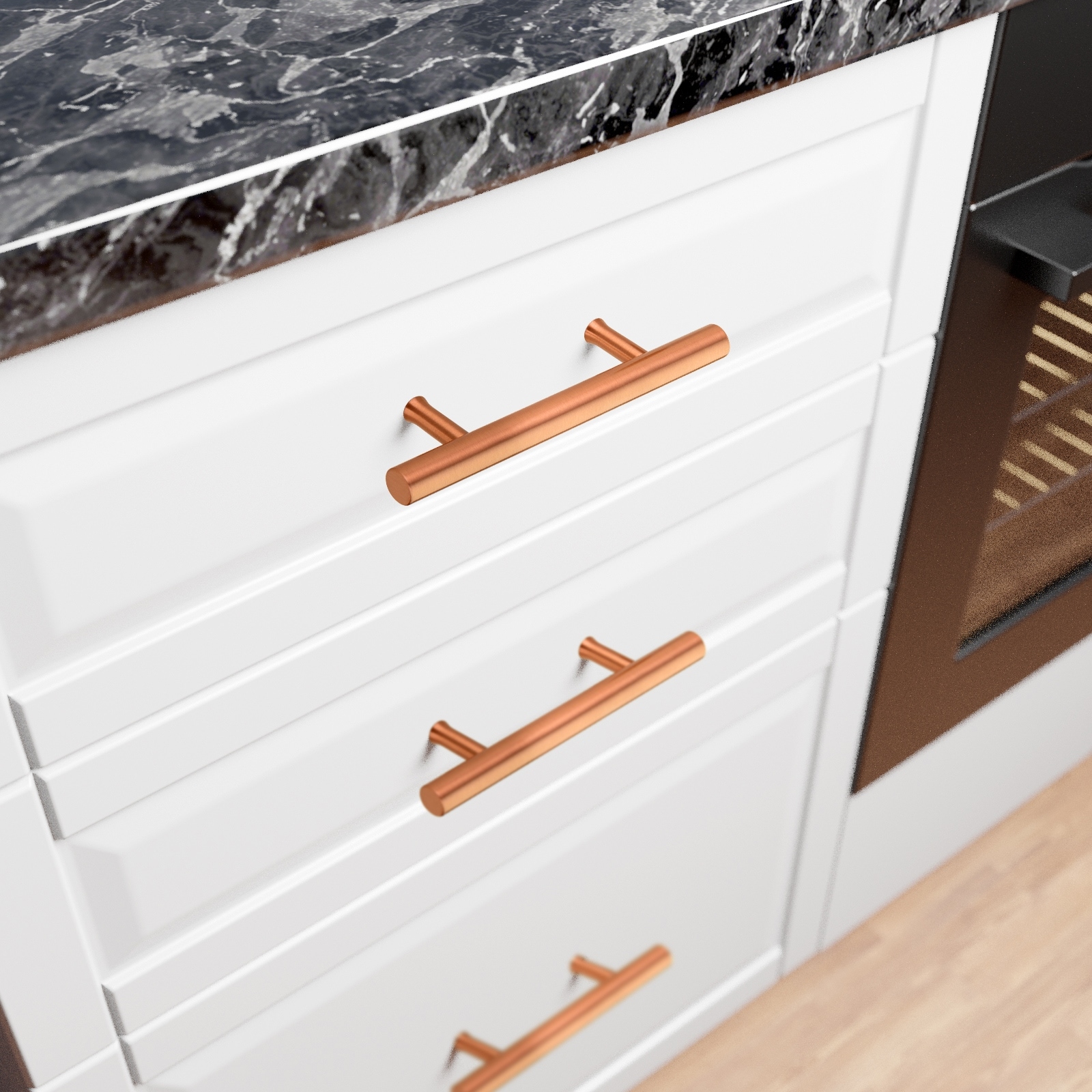 3 Inch Hole Center Copper Kitchen Cabinet Handles 100% Solid Brass