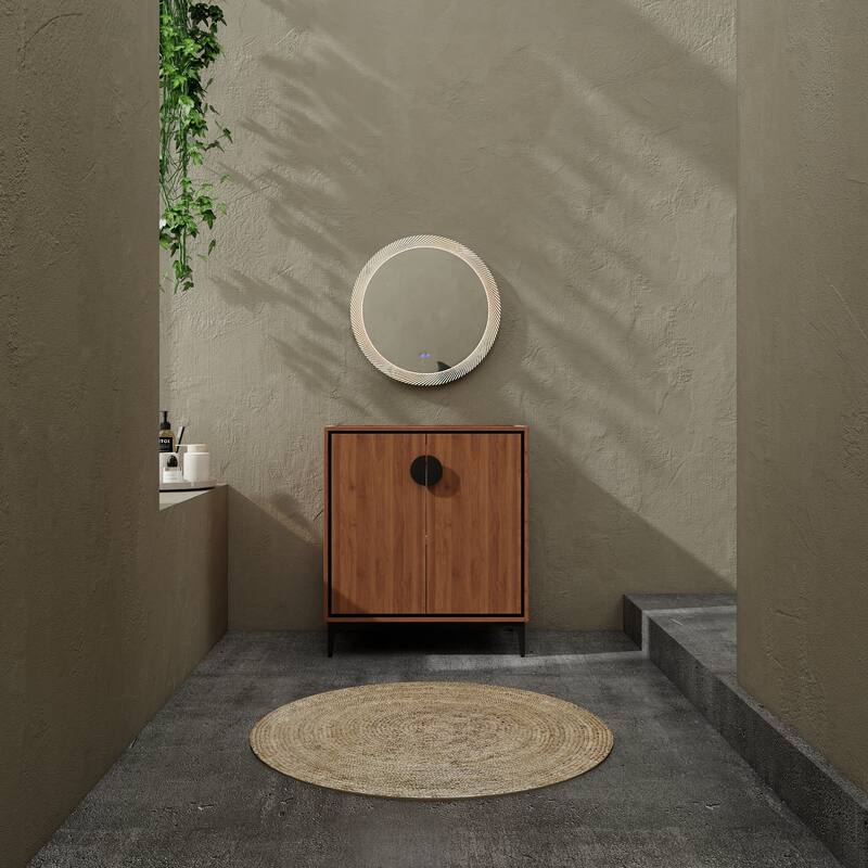 GDFStudio - Levistar Modern Freestanding Bathroom Vanity Cabinet with Soft Close Doors, Metal Tripod, Sink NOT INCLUDED - 30" - 30" - Brown