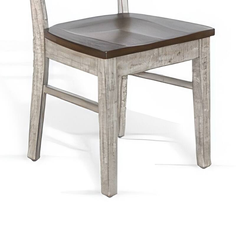 Camie Dining Chair Set of 2, Ladderback Design, Gray Mahogany Wood