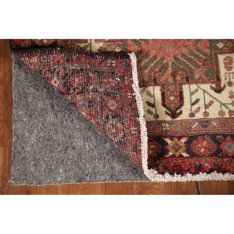 Geometric Heriz Persian Vintage Runner Rug Handmade Wool Carpet - 3'1"x 10'8"